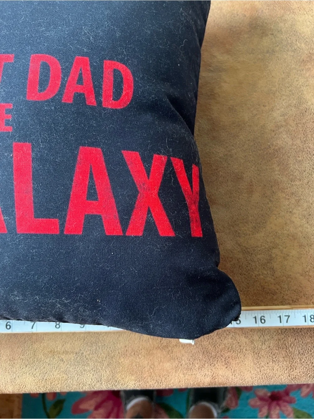 Star Wars Black Pillow with Red 'Best Dad in the Galaxy' Text